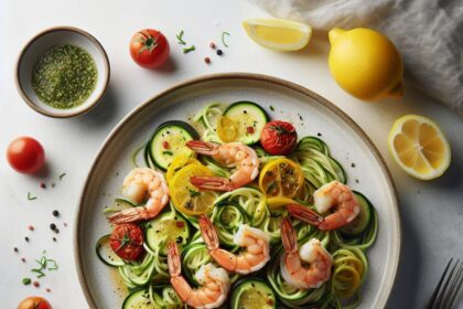 Zesty Lemony Shrimp Scampi Meets Fresh Zucchini Noodles