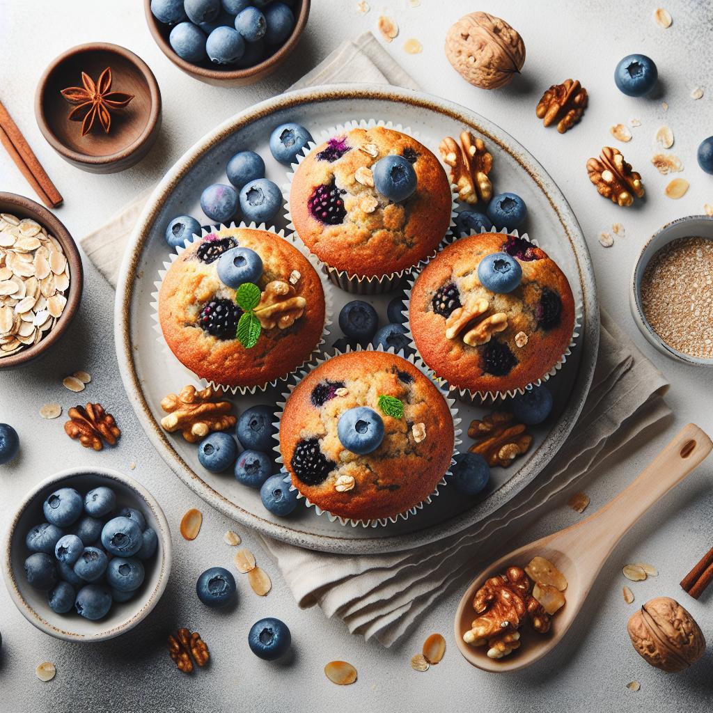 Wholesome Delight: Easy Blueberry Oatmeal Walnut Muffins