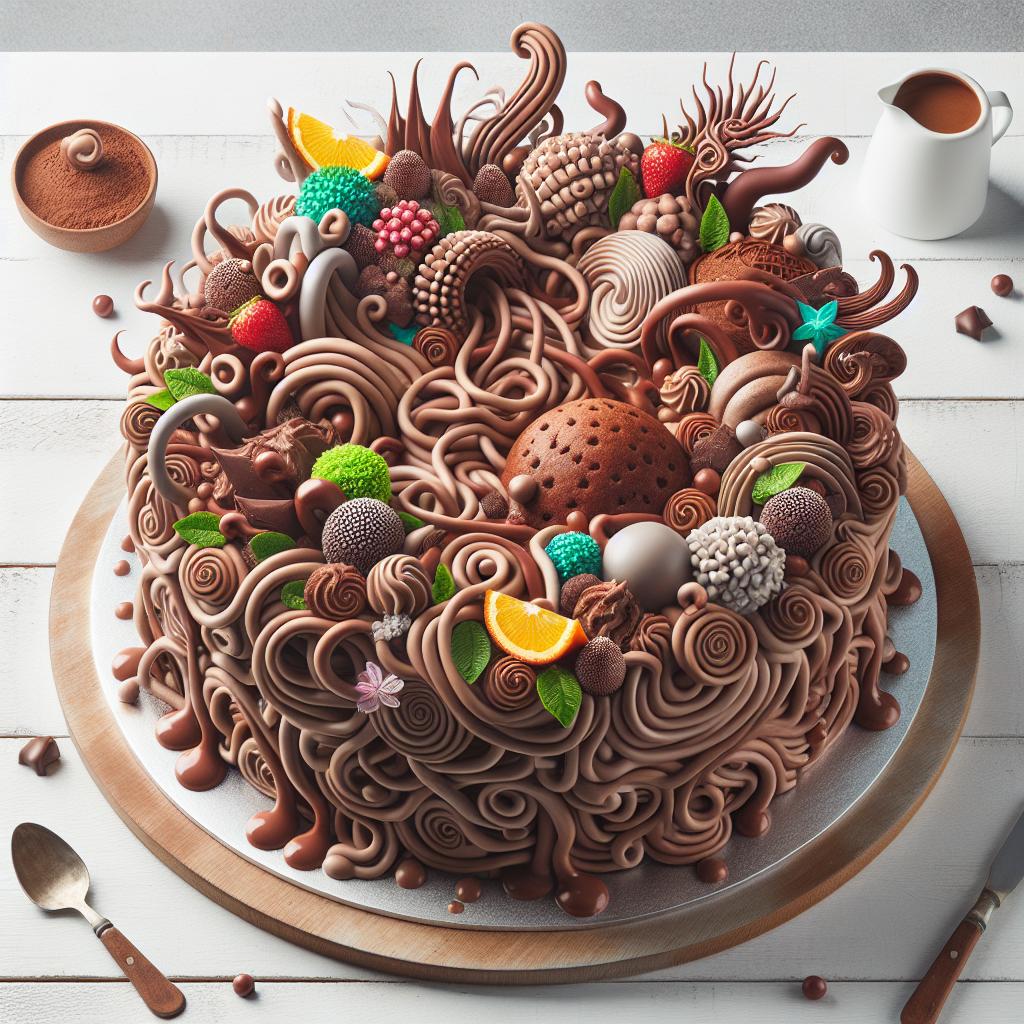 Whimsical Chocolate Chaos Cake: A Surreal Soirée Delight