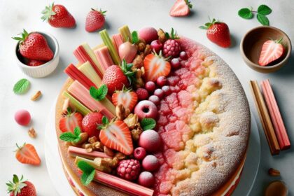 Delight in Every Slice: The Elegant Strawberry Rhubarb Cake