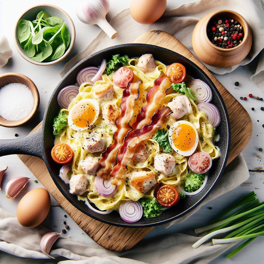 Creamy Skillet Chicken Carbonara: Bacon-Free Delight