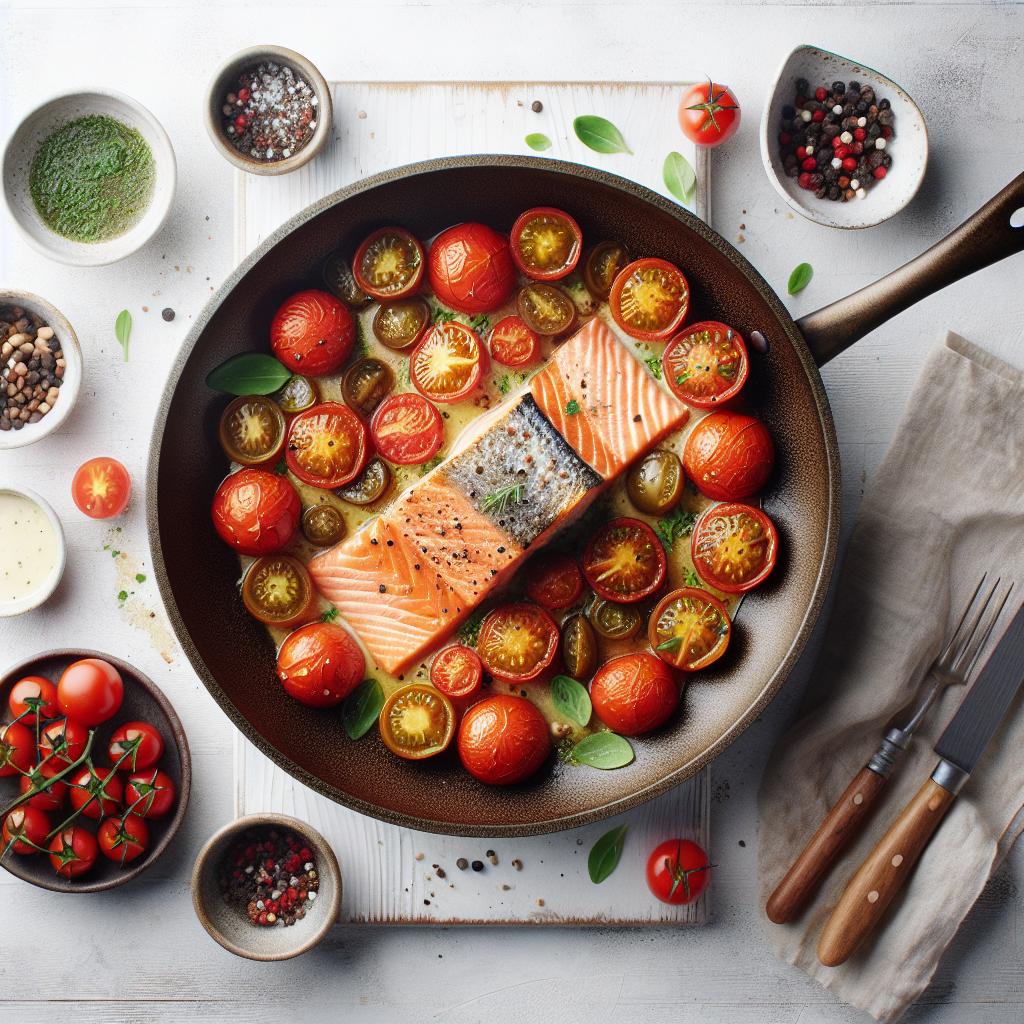 One-Pan Wonder: Quick Sheet Pan Salmon and Tomatoes