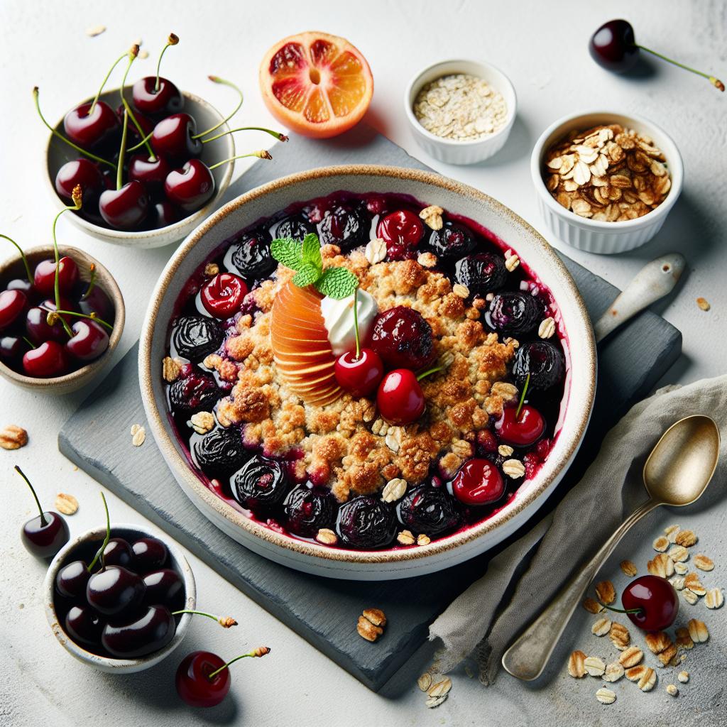 Irresistible Dark Cherry Cobbler with Crunchy Oat Topping
