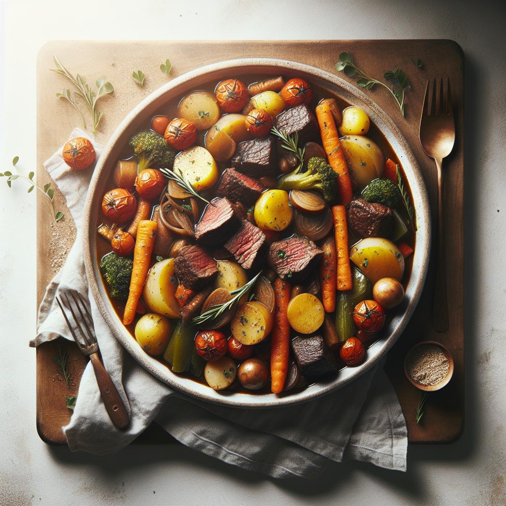 Hearty Savory Beef Stew with Rustic Root Vegetables Delight