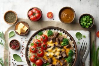 Speedy Skillet: Cheesy Beef and Rice Delight in Minutes