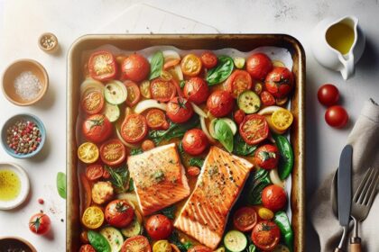 One-Pan Wonder: Quick Sheet Pan Salmon and Tomatoes