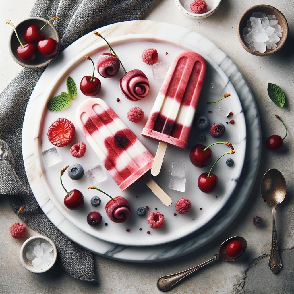 Midnight Cherry Yogurt Swirl Popsicles: Sweet Summer Bliss