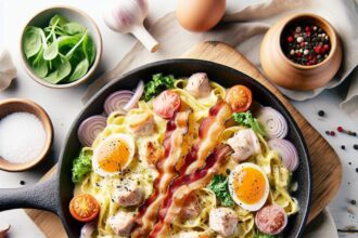 Creamy Skillet Chicken Carbonara: Bacon-Free Delight