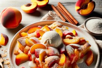 Elevate Dessert Time with Elegant Peach Cobbler Cake Delight