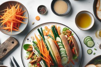 Crunchy Pickled Carrot & Daikon Banh Mi with Savory Chicken