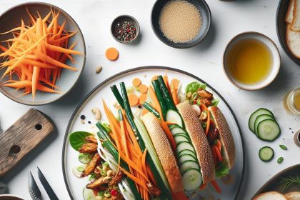 Crunchy Pickled Carrot & Daikon Banh Mi with Savory Chicken