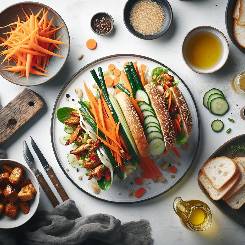 Crunchy Pickled Carrot & Daikon Banh Mi with Savory Chicken