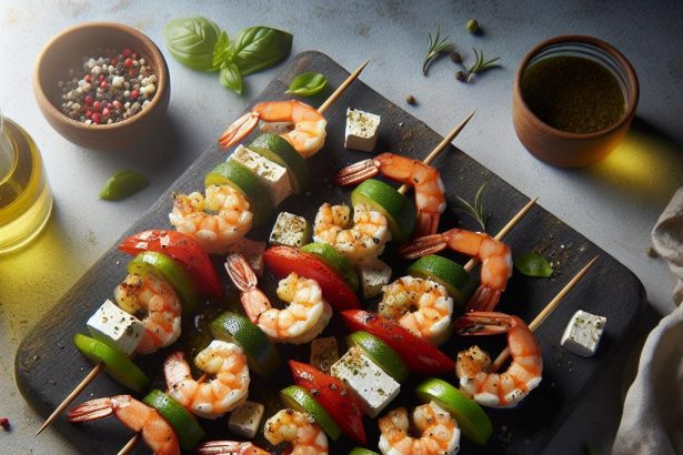 Savor the Flavors: Mediterranean Shrimp & Feta Skewers