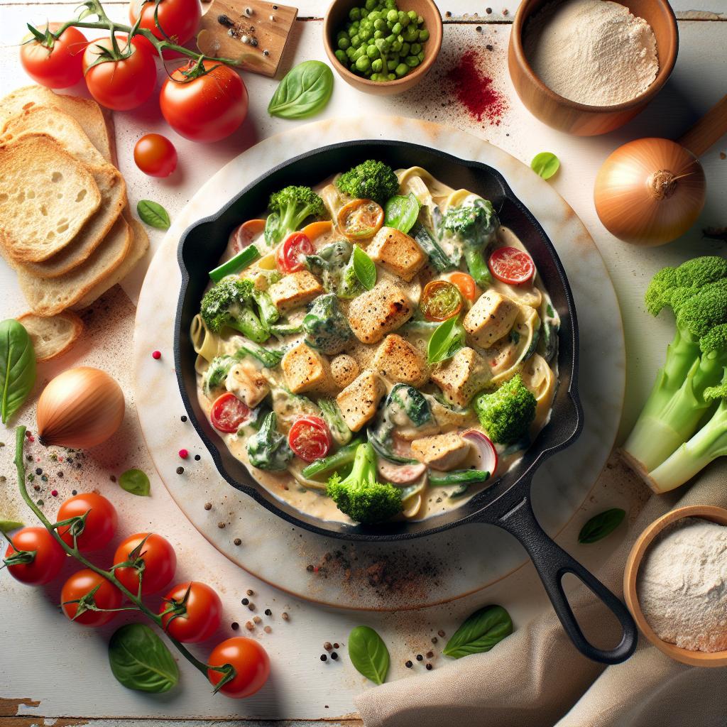Creamy Vegan Skillet Chicken Alfredo: A Delicious Twist