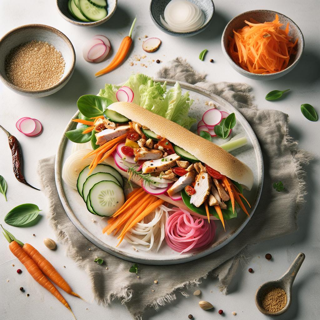 Crisp Pickled Carrot & Daikon Banh Mi with Savory Chicken