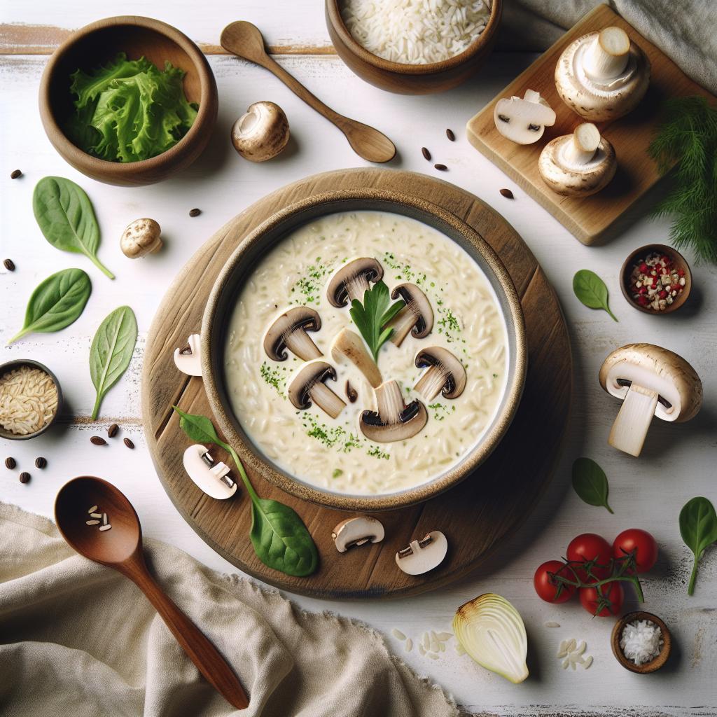 Warm Up with Creamy Mushroom and Rice Soup Delight