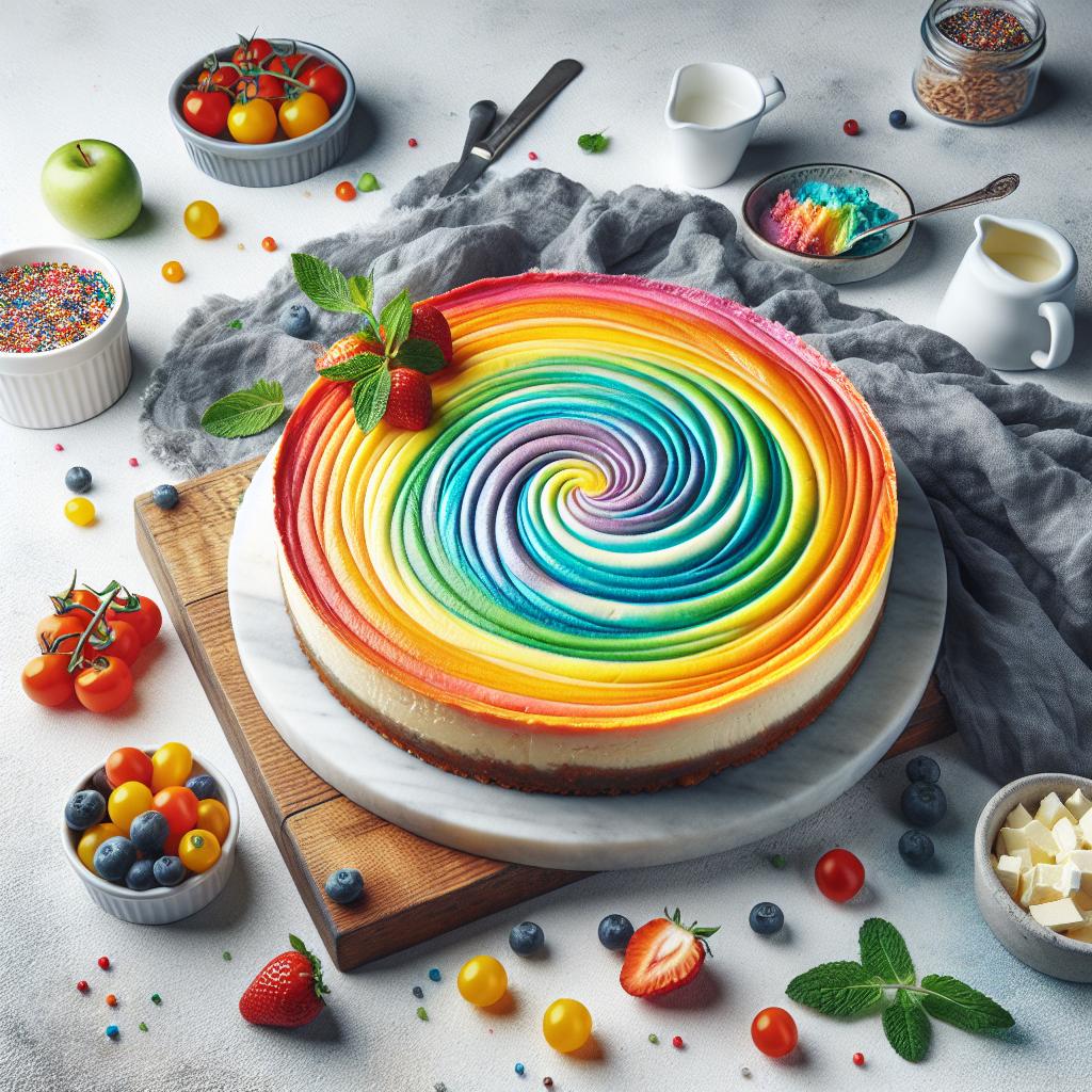 The Surreal Rainbow Swirl Cheesecake: A Colorful Delight