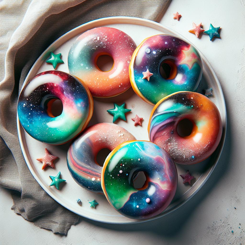 Whimsical Galaxy Glaze Doughnuts: A Cosmic Treat Delight