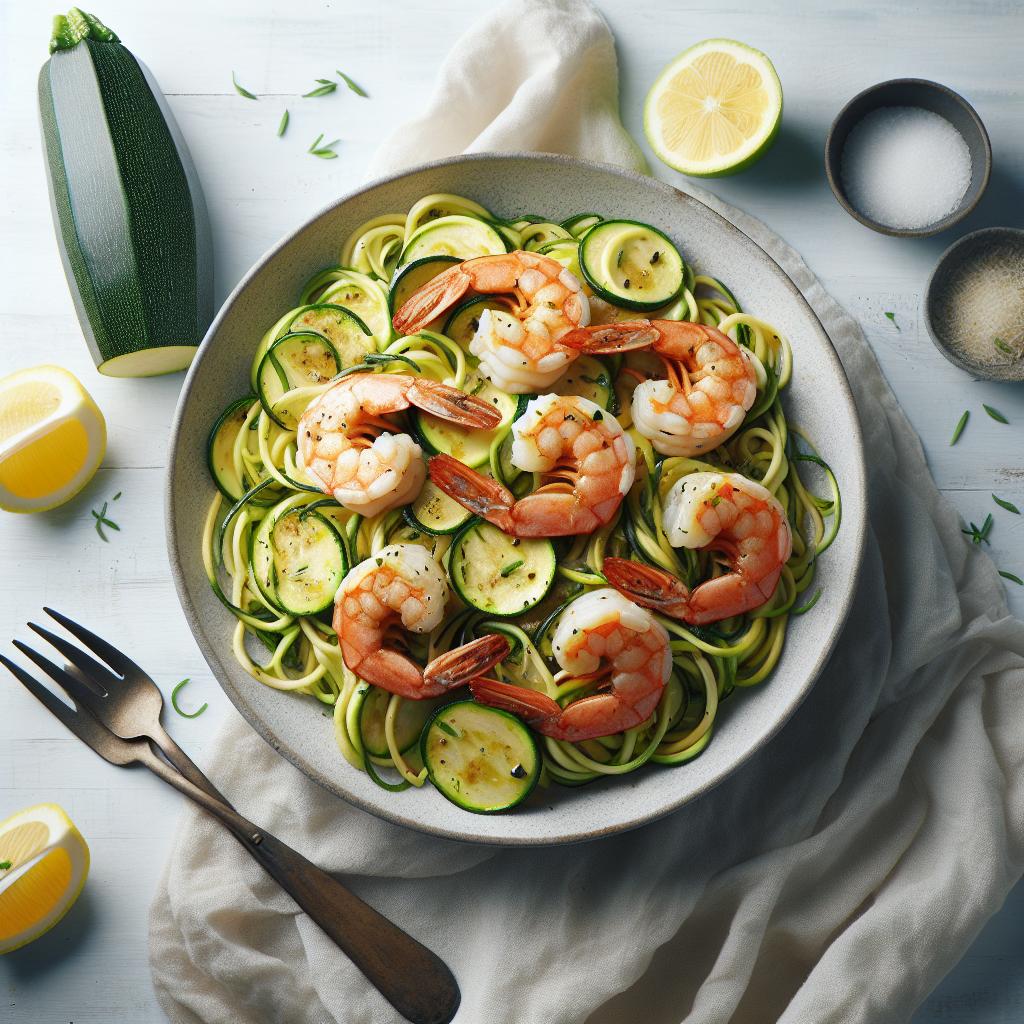 Zesty Lemony Shrimp Scampi Meets Light Zucchini Noodles Delight