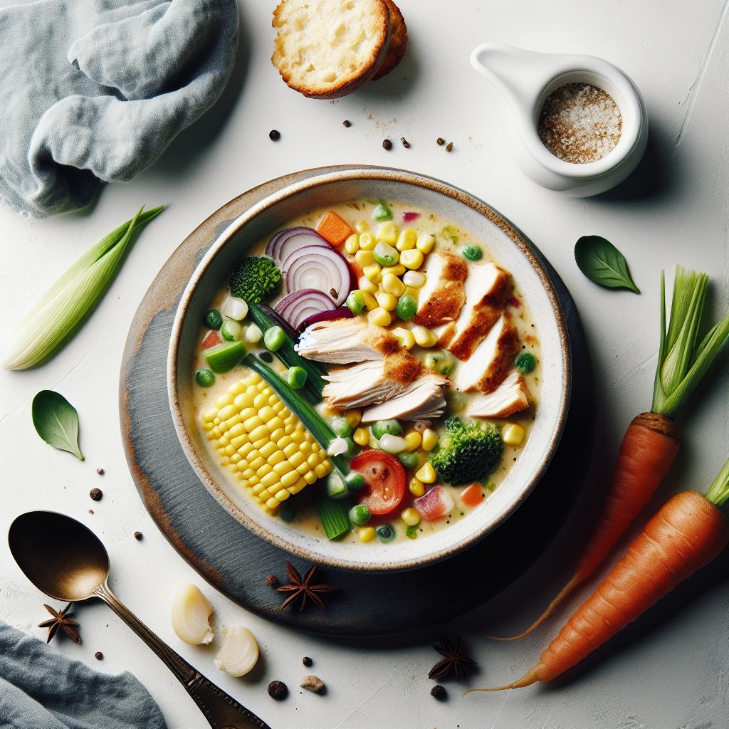 Hearty Savory Creamy Chicken & Corn Chowder Recipe Delight